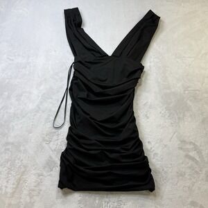 That's So Fetch Trixie Dress Black Ruched Mini Bodycon US 4 Y2K NWT